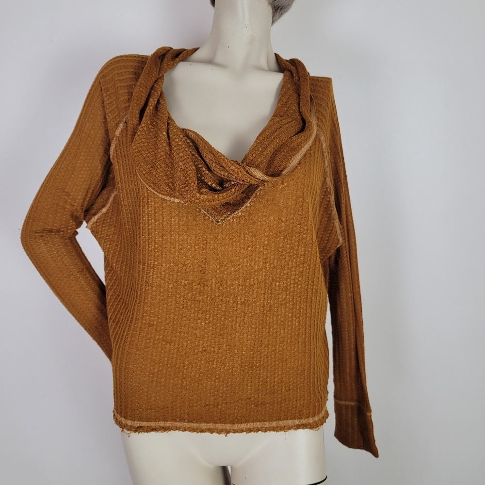 Free people mustard yellow thermal shirt, boho, size small